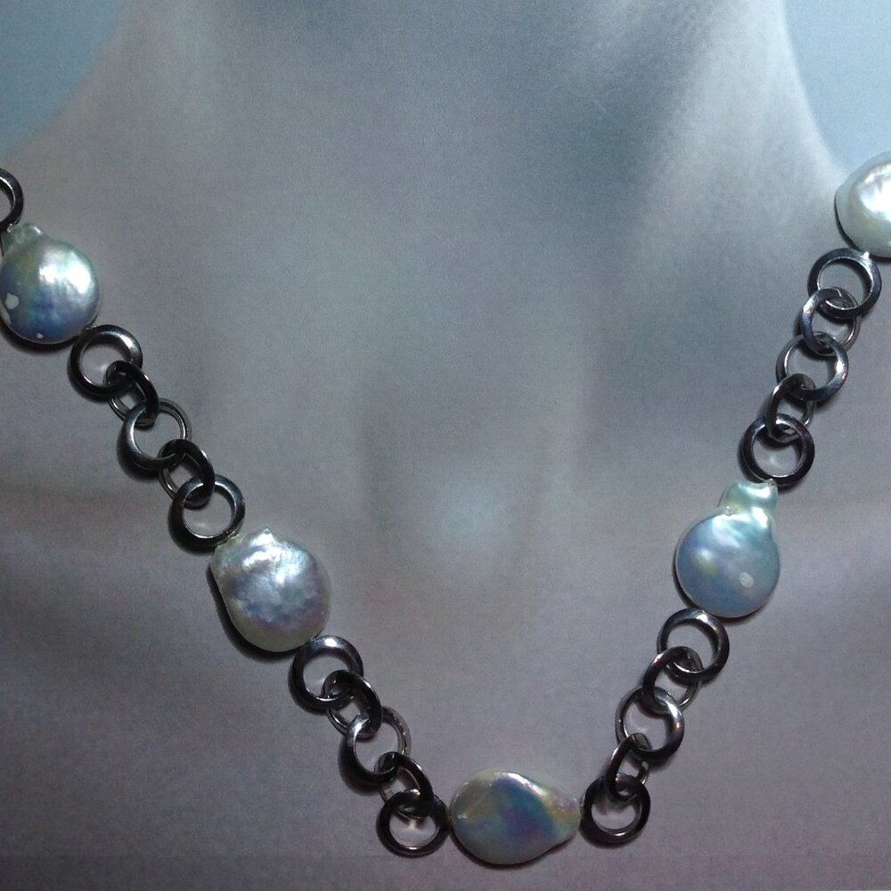 Honora Silver Flat Baroque Fresh Water Pearl Chocker Necklace